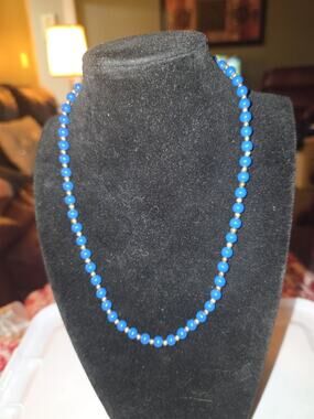 Vintage Monet Blue Bead Necklace